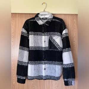 BoohooMAN check boxy fuzzy over shirt